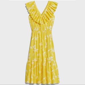 Petite V-Neck Ruffle Midi Dress